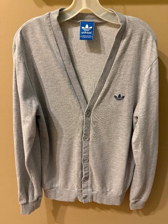 Adidas Other - Adidas Originals Gray Trefoil Button Front Cardigan Sweater Men's L Heather Gray
